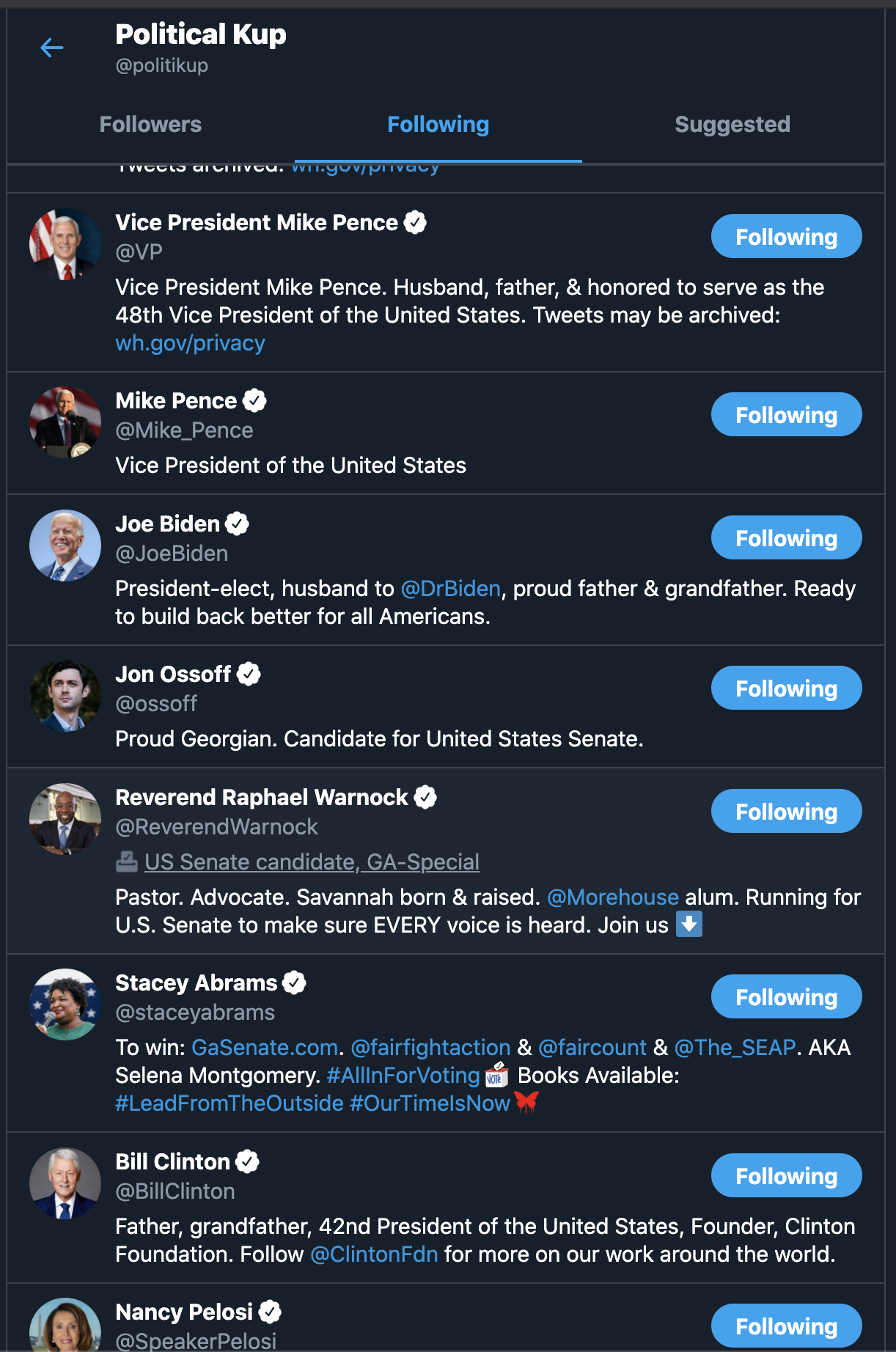 My following list