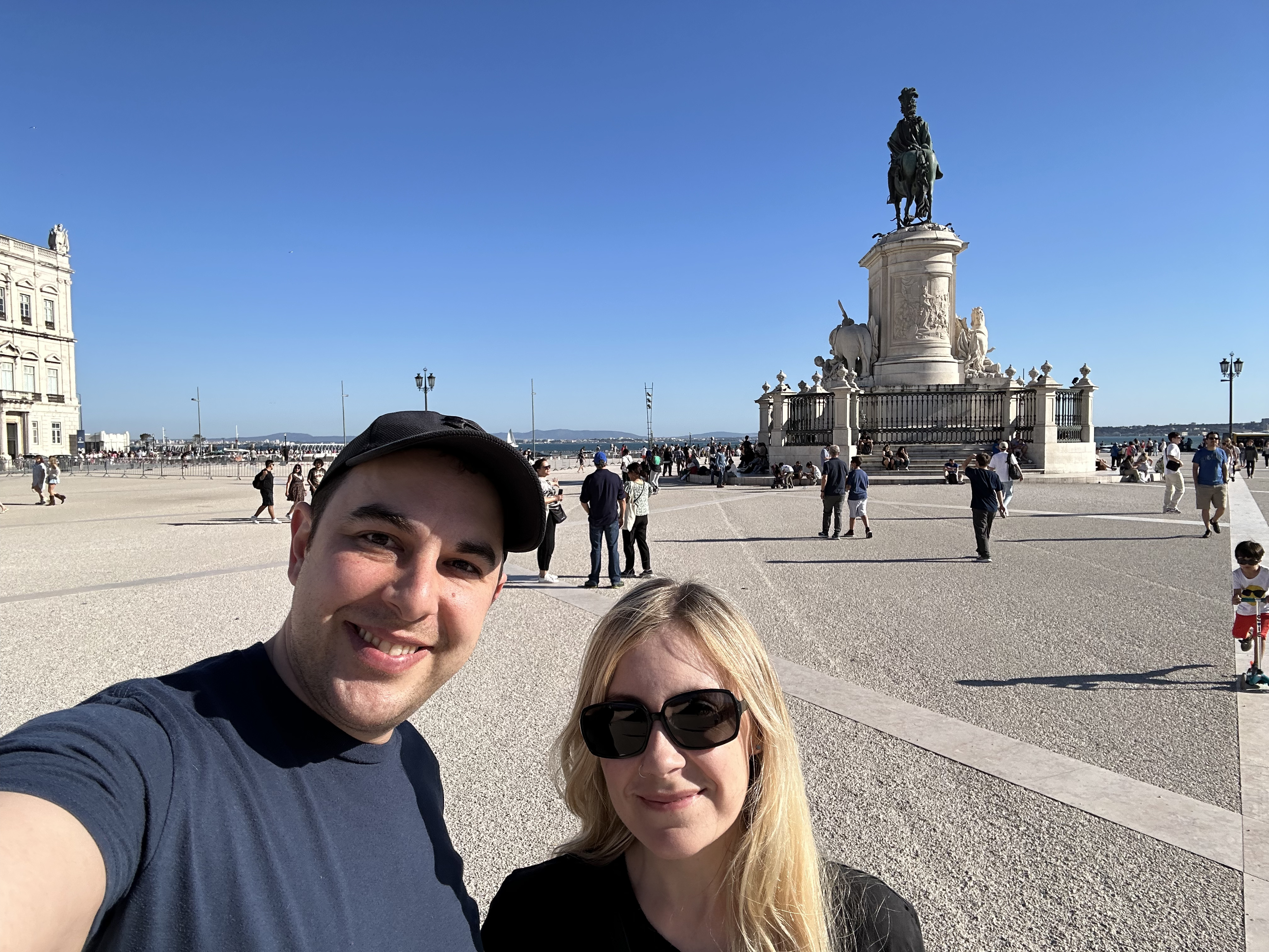 Kelly and I in the town square, Lisbon