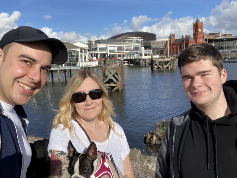 Josh and Kelly and Freya and me hanging out in Cardiff!