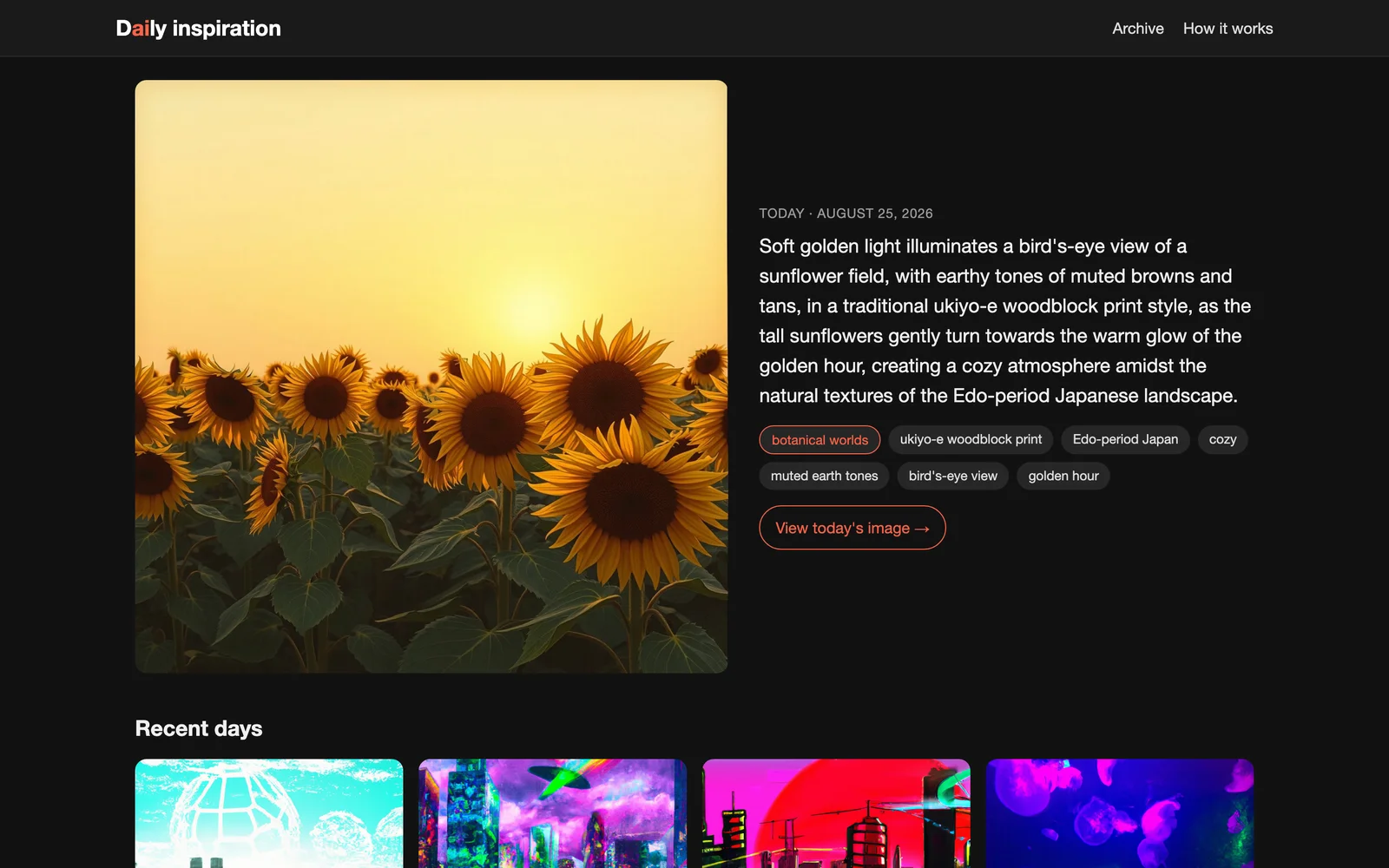 Screenshot of Daily Inspiration